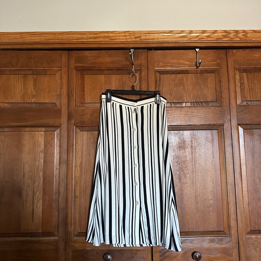 Loft Striped Black and White Skirt
